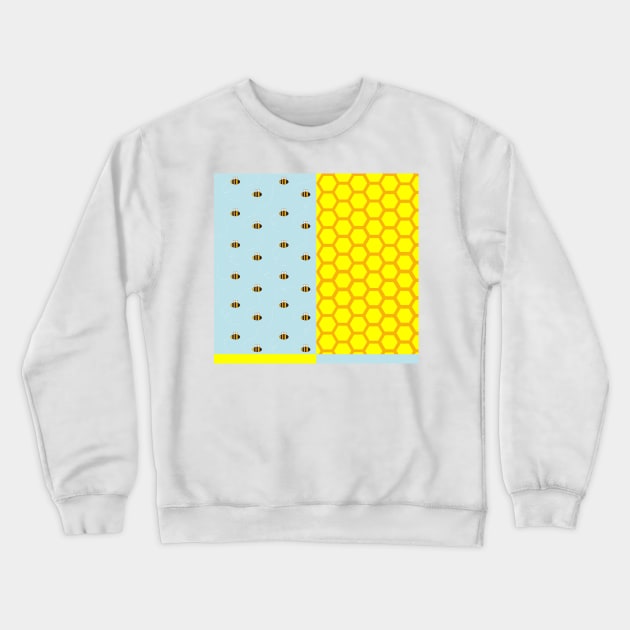 Honey Bee And Honeycomb Half And Half Treat Pattern Crewneck Sweatshirt by 4U2NV-LDN